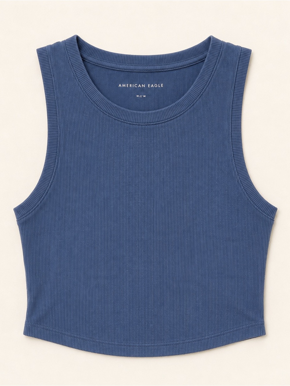 American Eagle Outfitters Blue Ribbed Cropped Tank